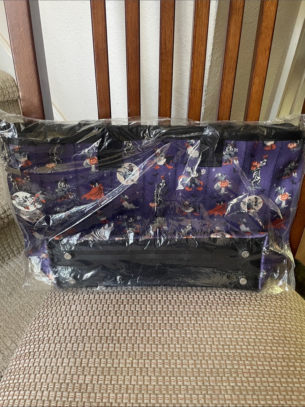 Harveys Disney Halloween vertical medium streamline tote in Purple and Black - Picture 3 of 3